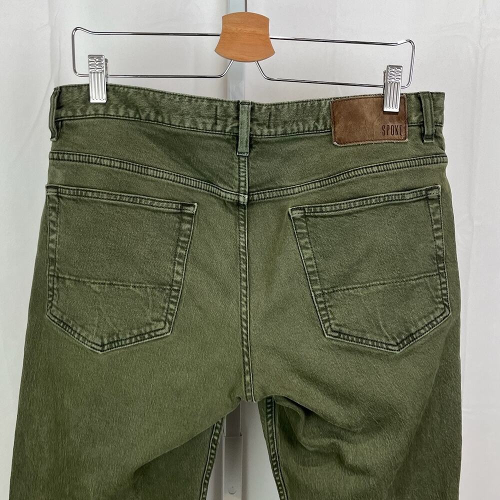 SPOKE Mens Size 33 x 28 Build B Five Pocket Jeans Zip Fly Cotton Denim Green - Picture 7 of 10